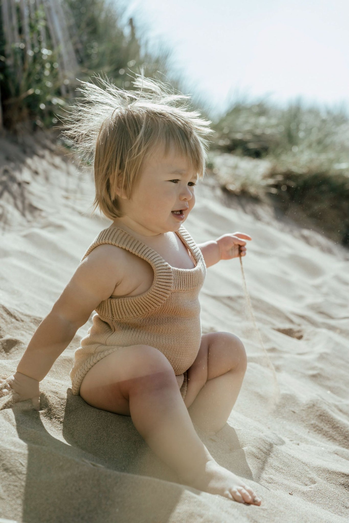 Organic Knitted Bodysuit - Fawn