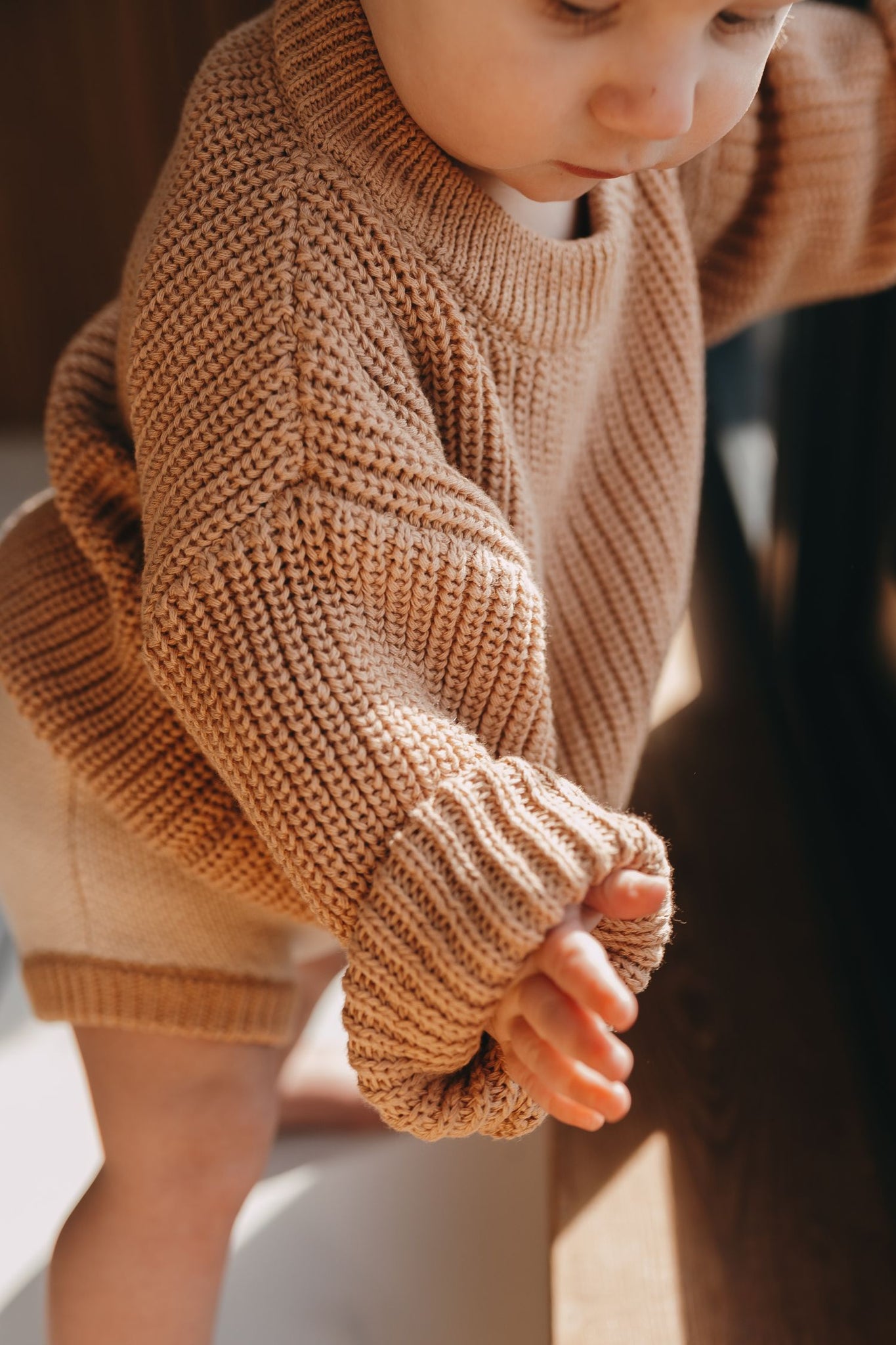 Organic Basic Knit Oversized Sweater - Fawn